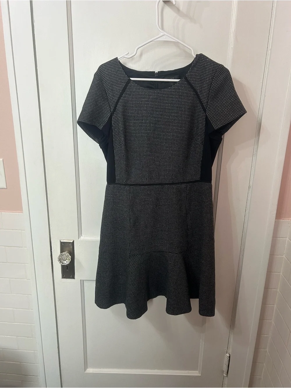 J. Crew Black and Gray Fit-and-Flare Mini Dress